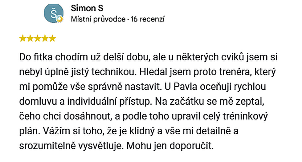 Recenze na Googlu: Šimon S